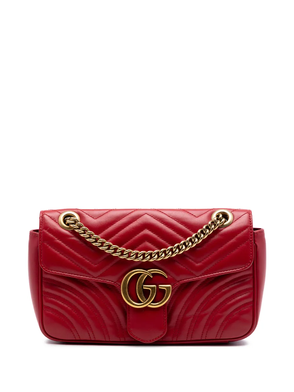 Gucci Pre-Owned Borsa a spalla GG Marmont media matelassé in velluto 2016-2026 - Rosso