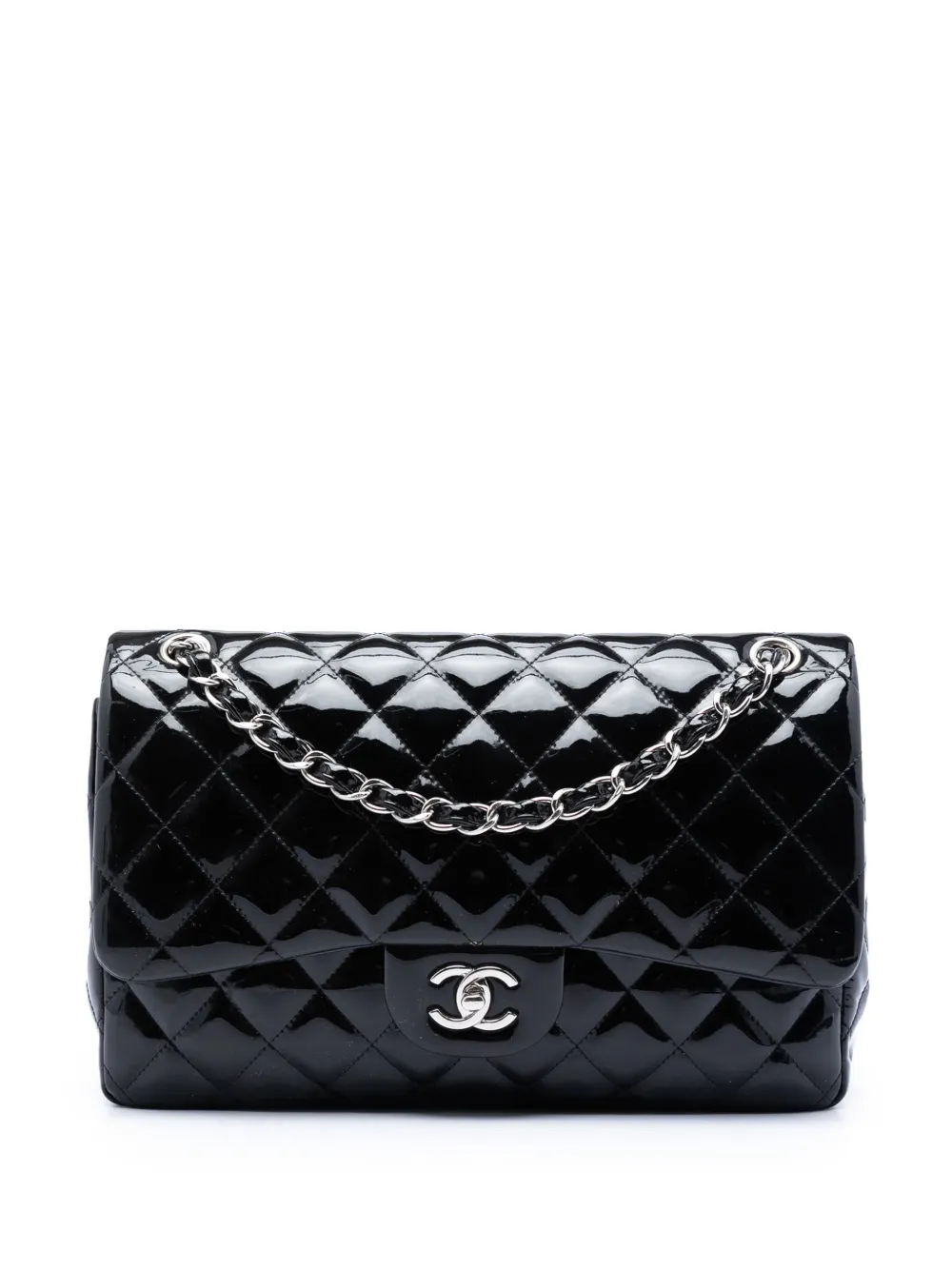 CHANEL Pre-Owned Borsa a spalla Jumbo Double Flap con finitura lucida 2012 - Nero