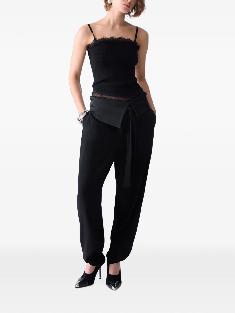 LIU JO Asymmetrische top met kanten details Zwart