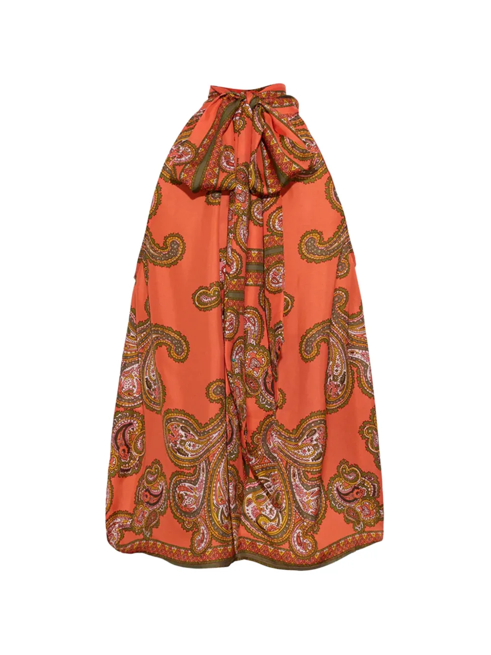 Cara Sundance blouse met paisley-print en halternek Oranje