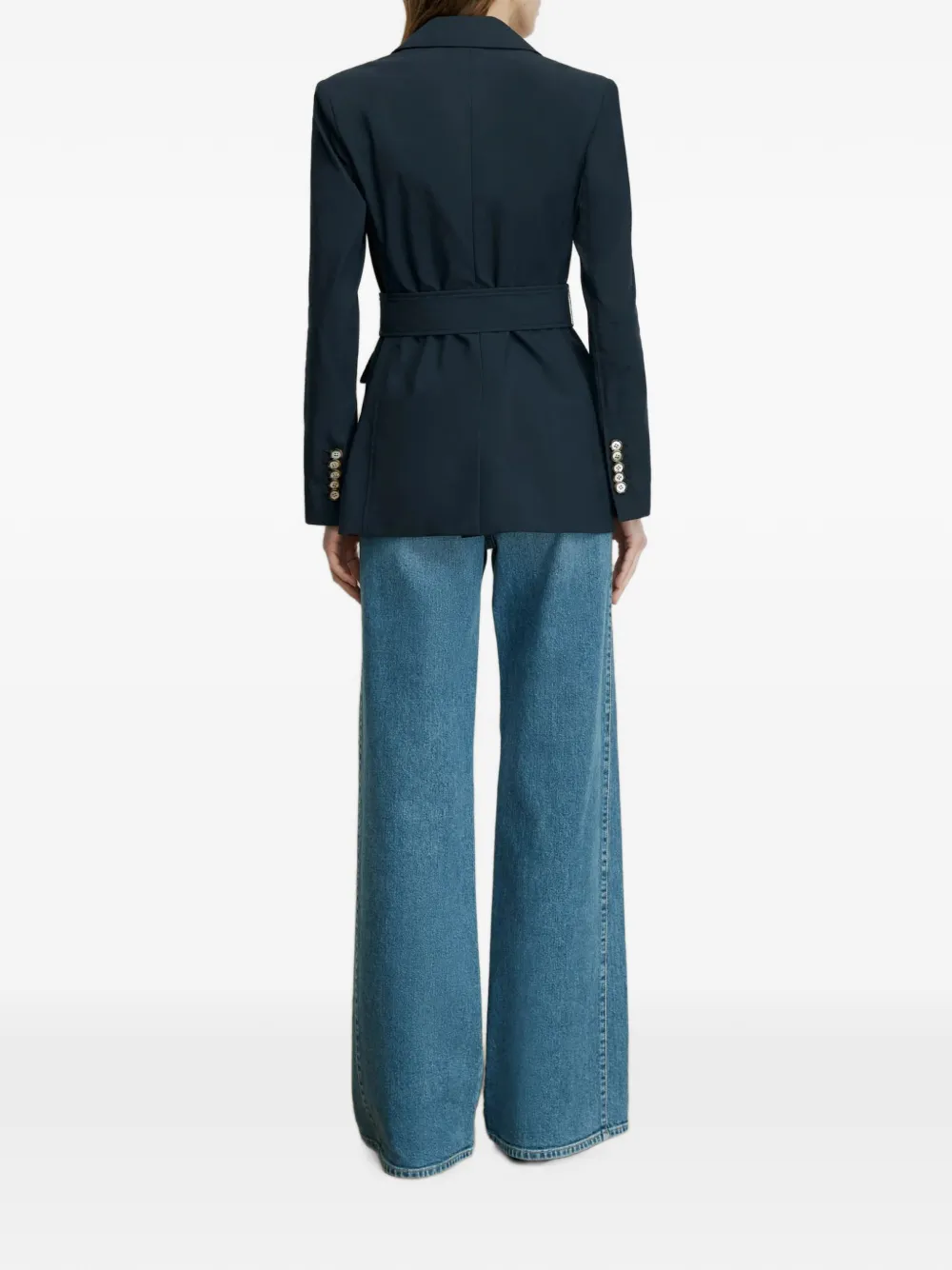 Veronica Beard Howard Single-breasted Belted Cotton Blazer In Blue