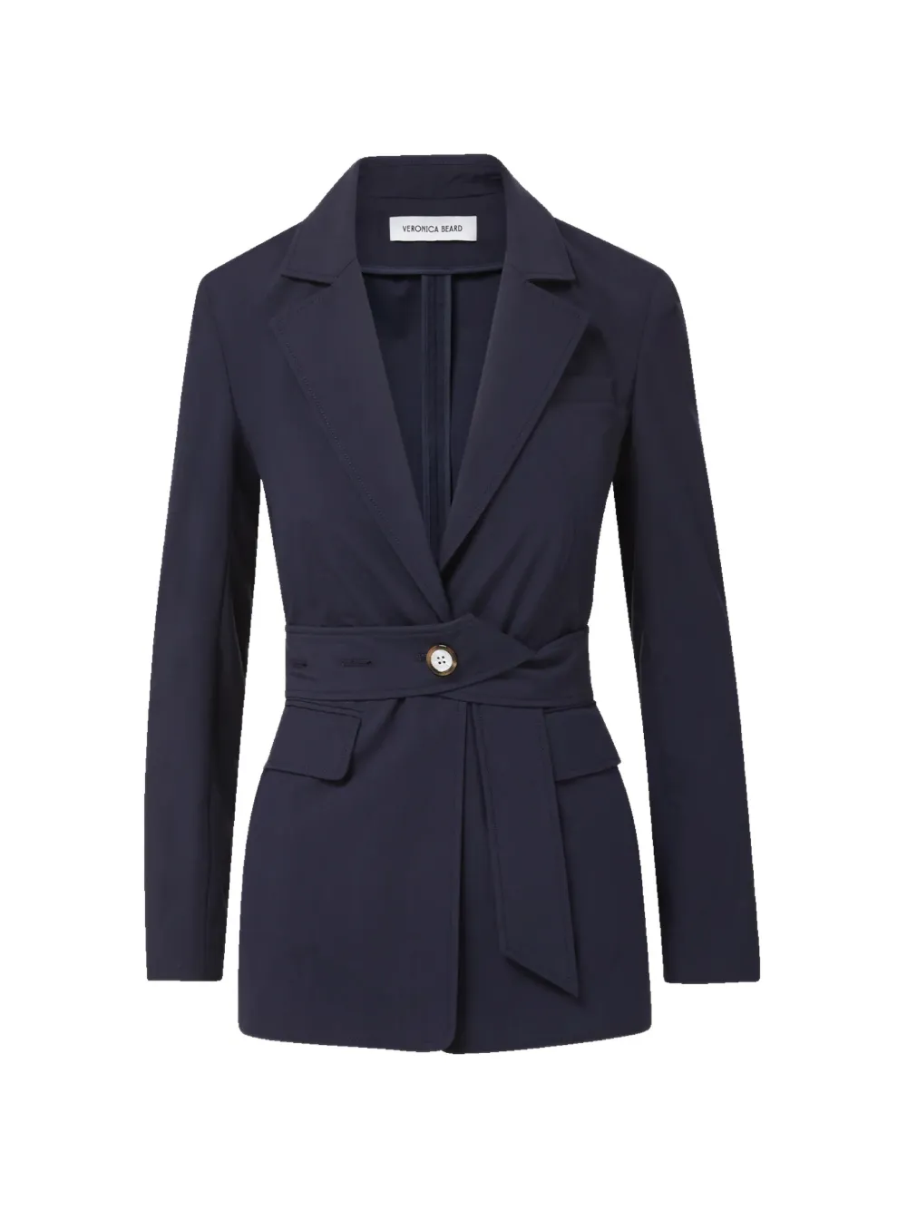 Veronica Beard Howard Single-breasted Belted Cotton Blazer In Blue