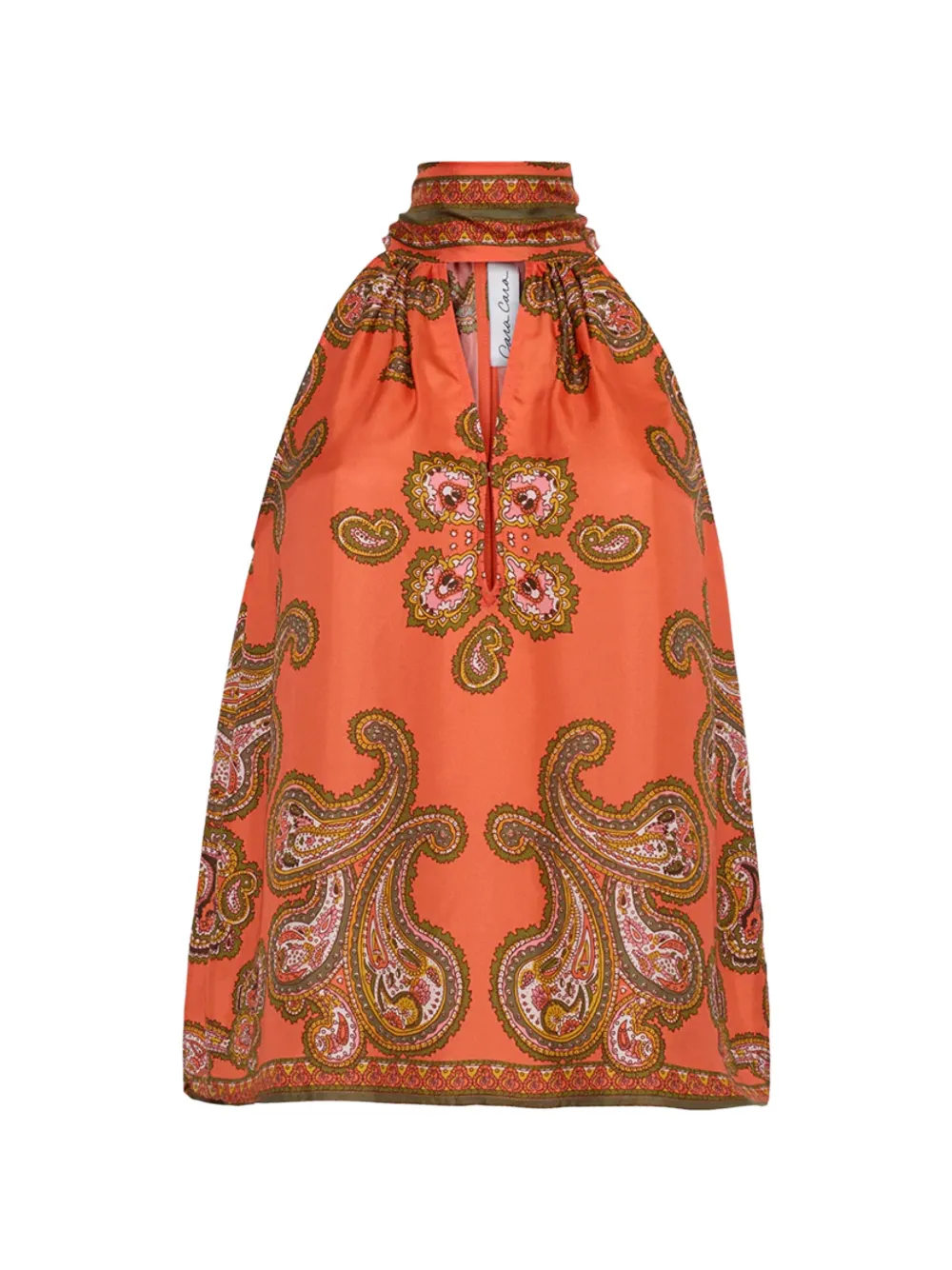 Varley Sundance Paisley-print Halter-neck Blouse In Orange