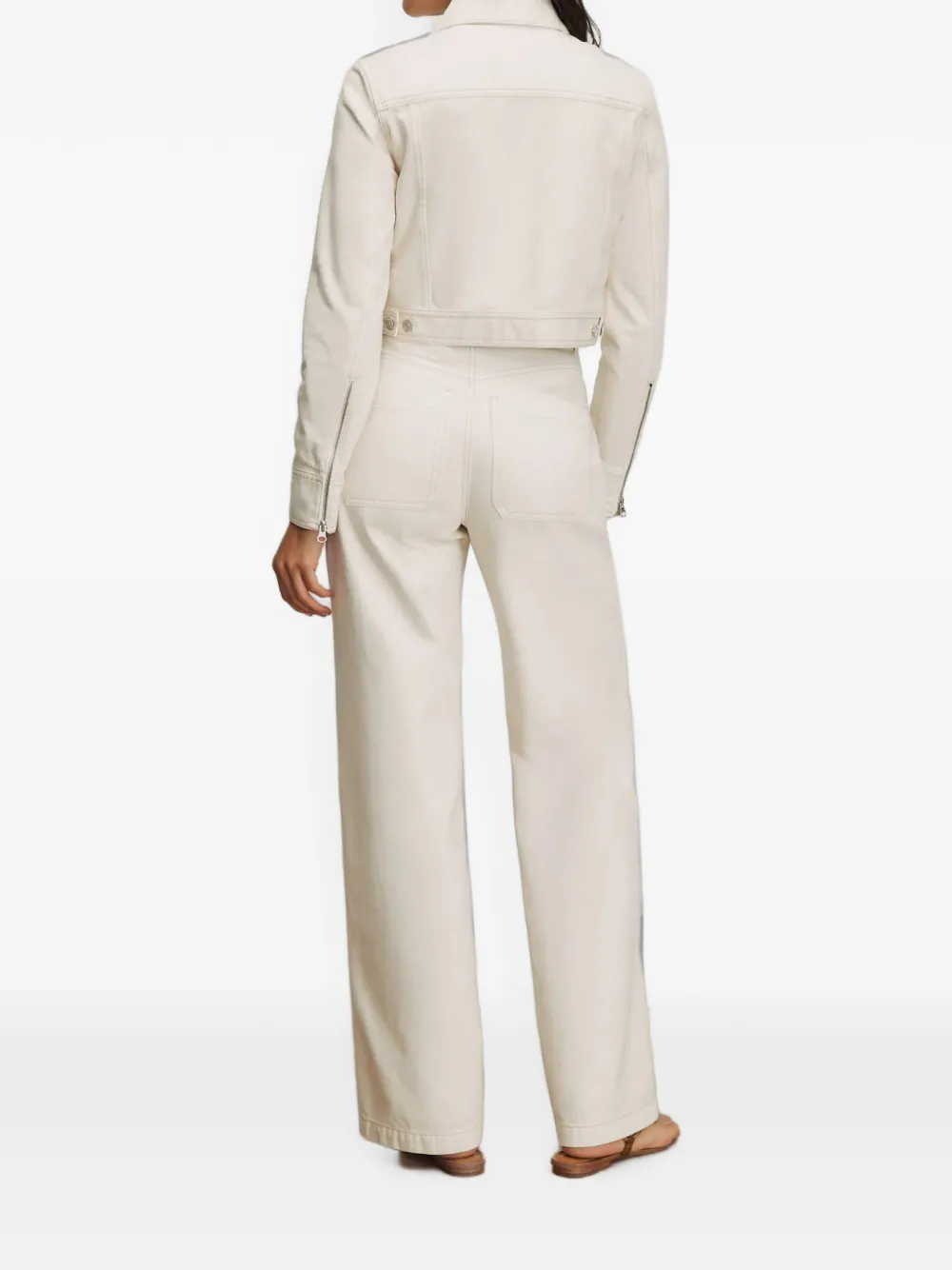 Veronica Beard Patty cropped katoenen jack met rits Beige