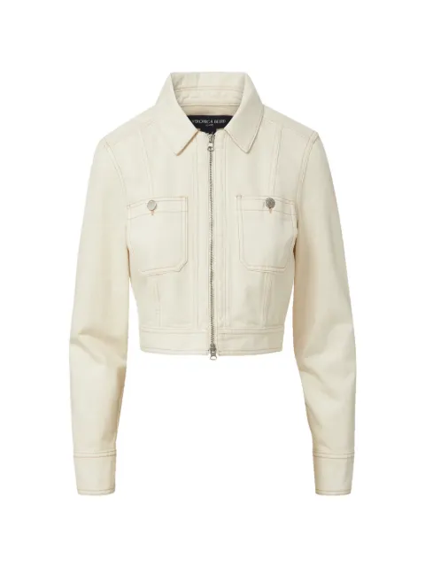 Veronica Beard Patty zip-up cotton cropped jacket