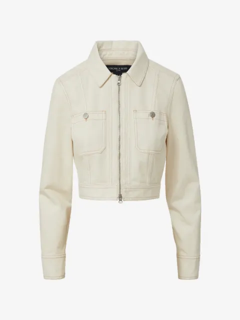 Veronica Beard Patty zip-up cotton cropped jacket