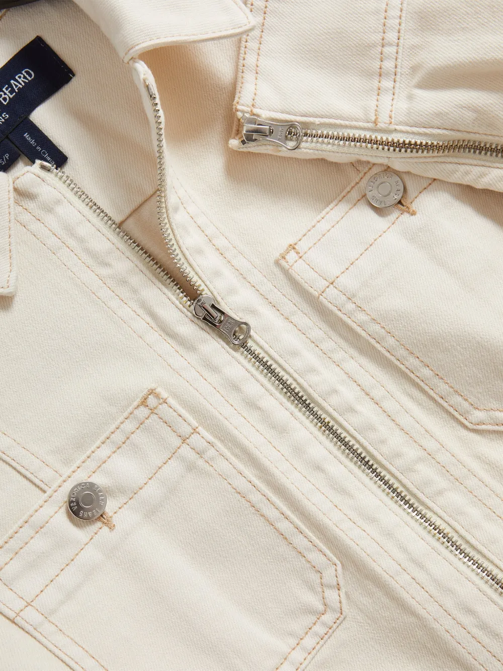 Veronica Beard Patty cropped katoenen jack met rits Beige