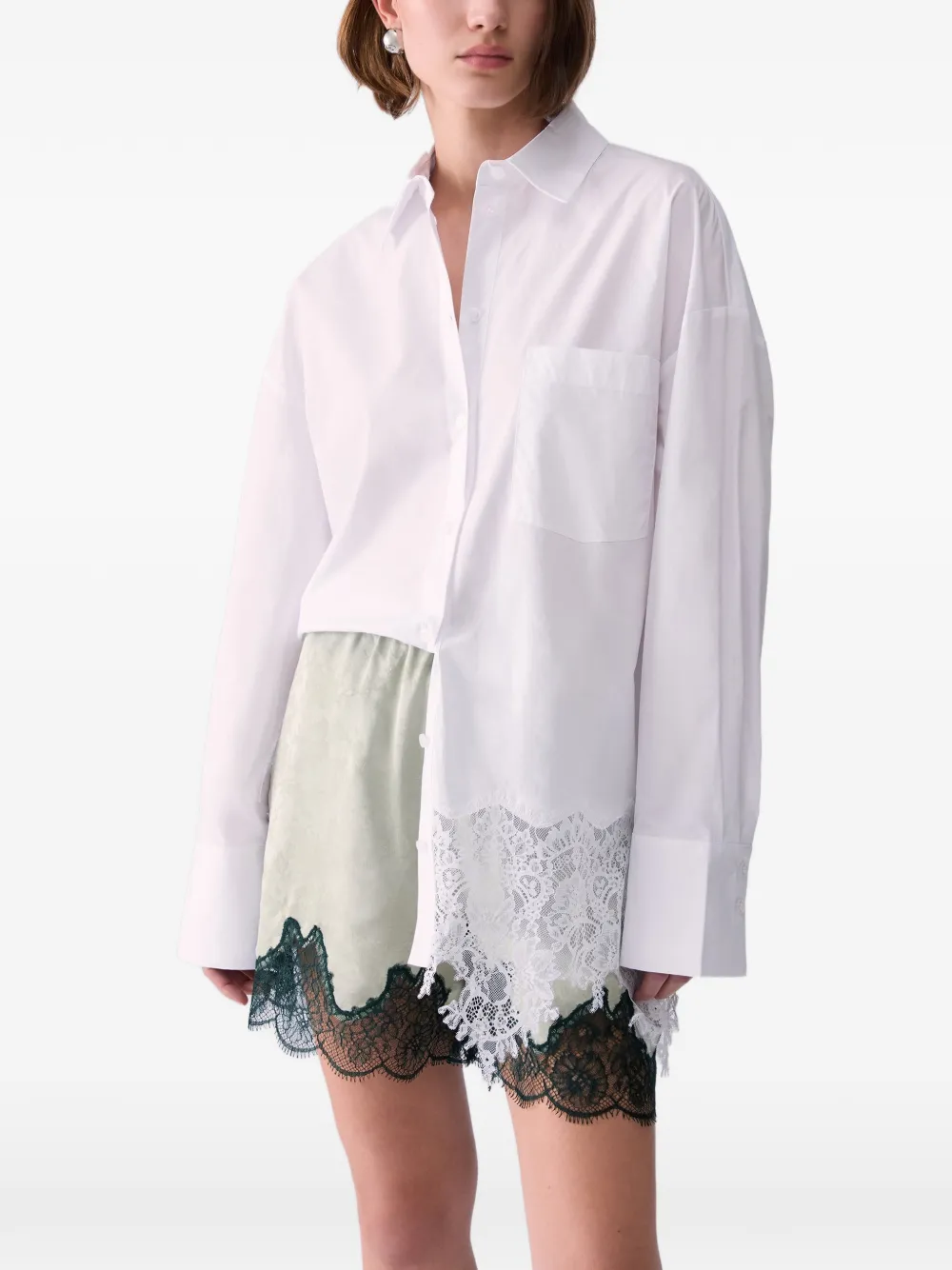 LIU JO Popeline blouse met kant Wit
