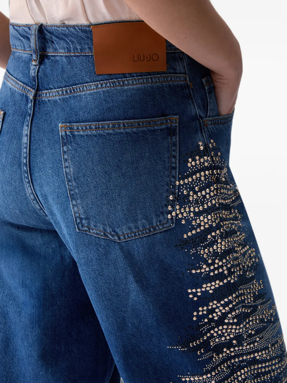 LIU JO Straight jeans met borduurwerk Blauw