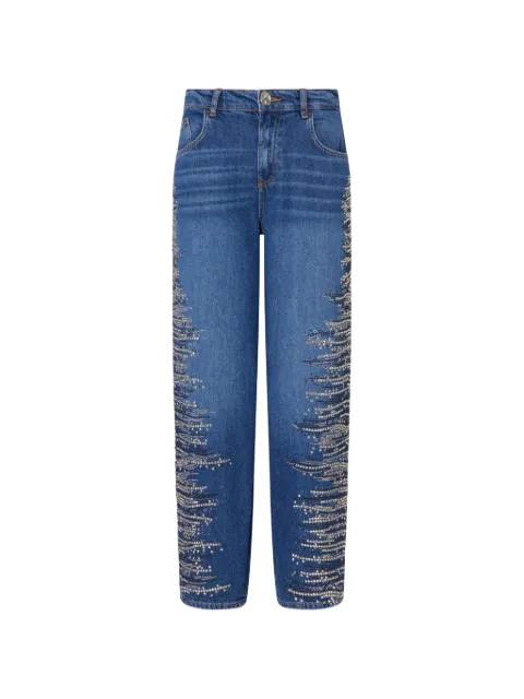 LIU JO jeans rectos con joyas bordadas