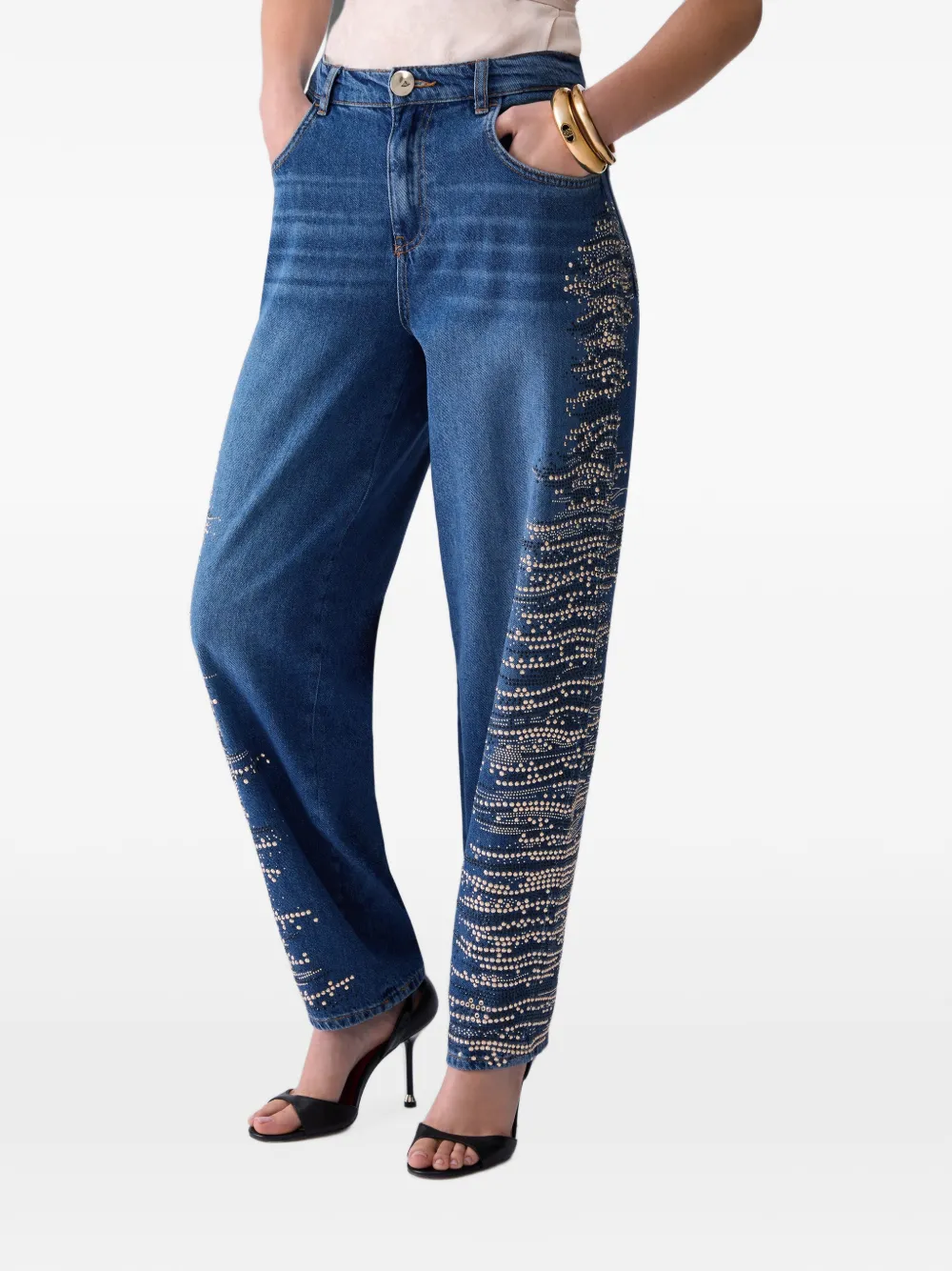 LIU JO Straight jeans met borduurwerk Blauw