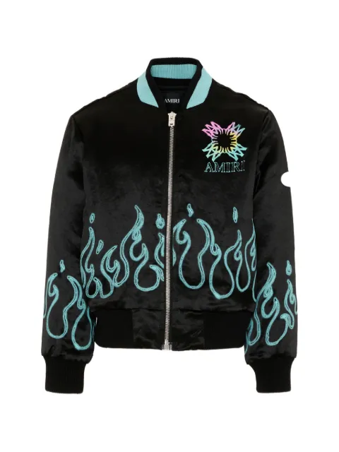AMIRI KIDS embroidered flame-print bomber jacket