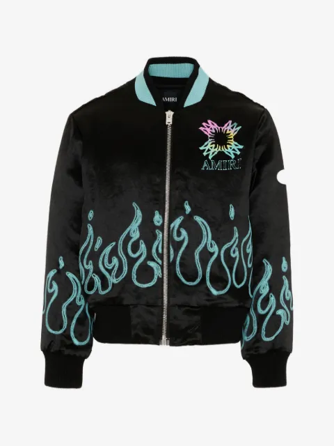 AMIRI KIDS chamarra bomber con llamas estampadas