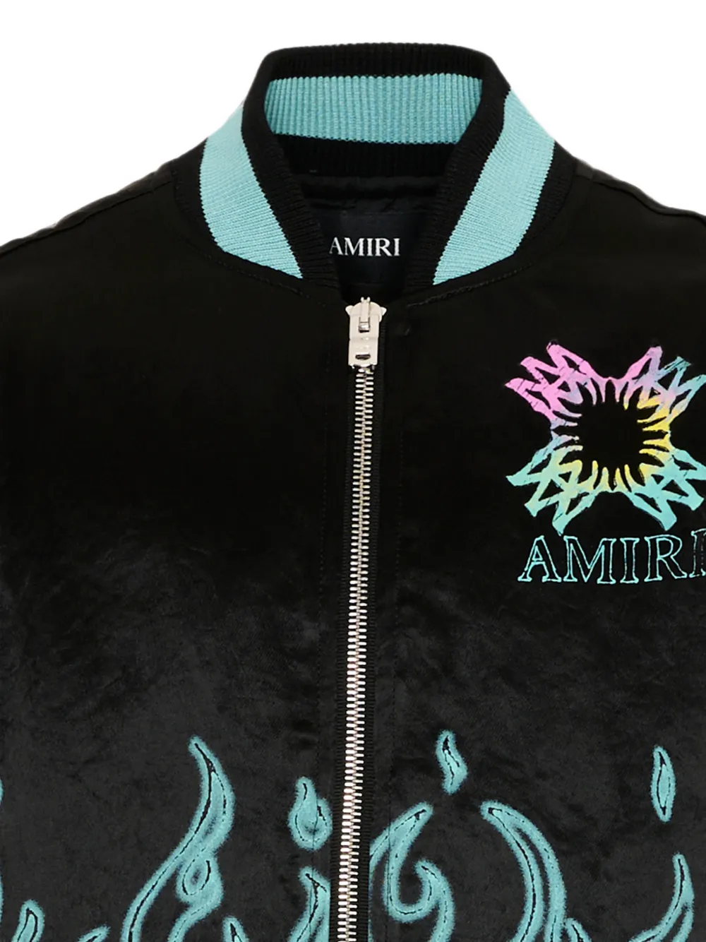 AMIRI KIDS Bomberjack met geborduurde vlammenprint Zwart