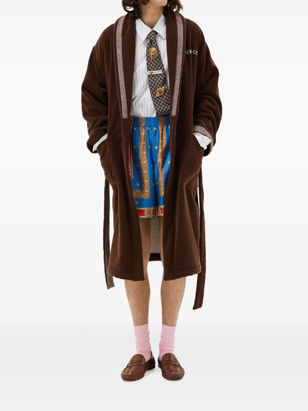 Versace Zijden twill shorts met print Blauw