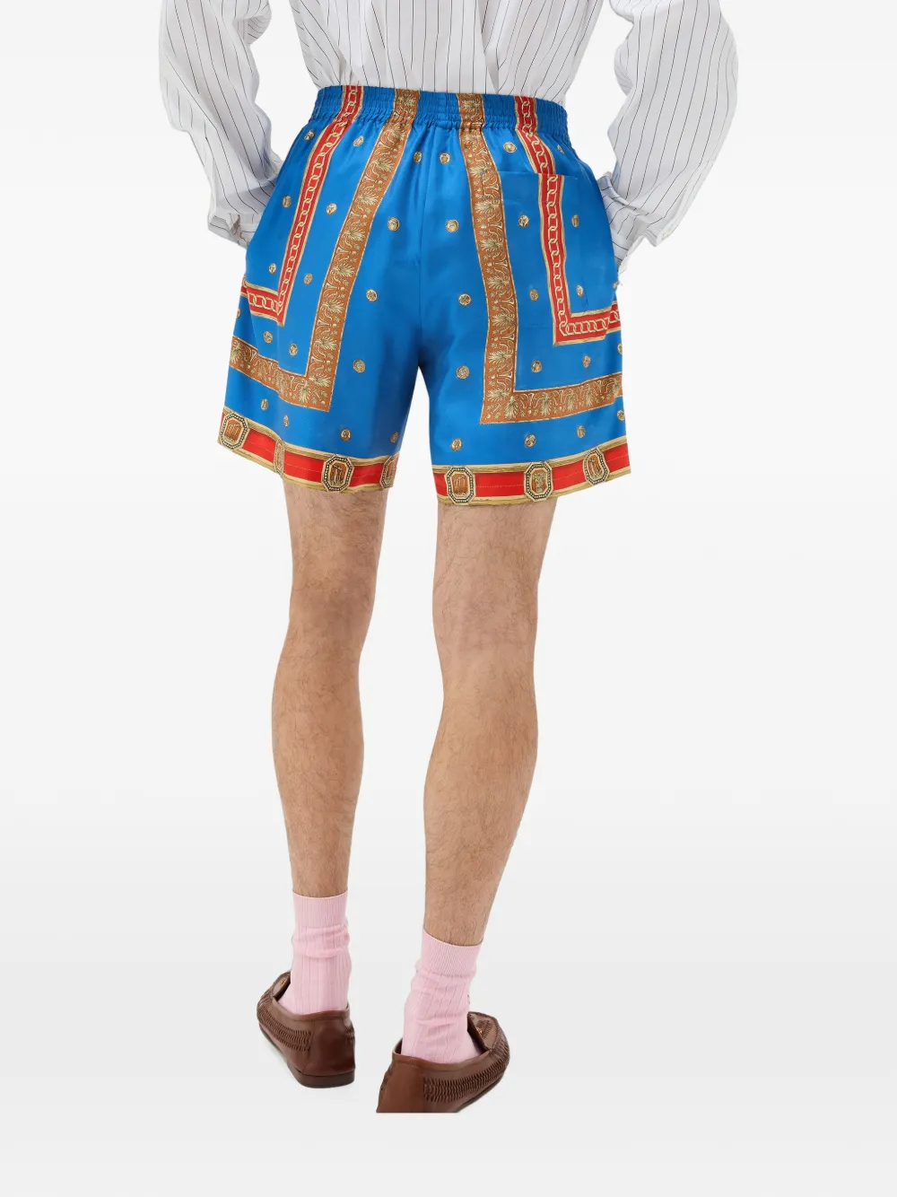 Versace Zijden twill shorts met print Blauw
