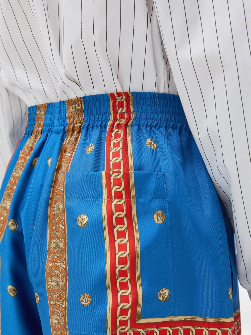 Versace Zijden twill shorts met print Blauw