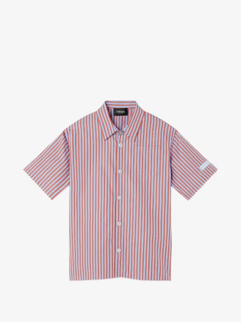 Versace Kids camisa de popelina de algodón a rayas