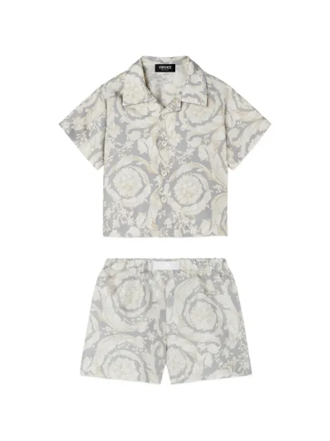 Versace Kids printed silk twill shirt set