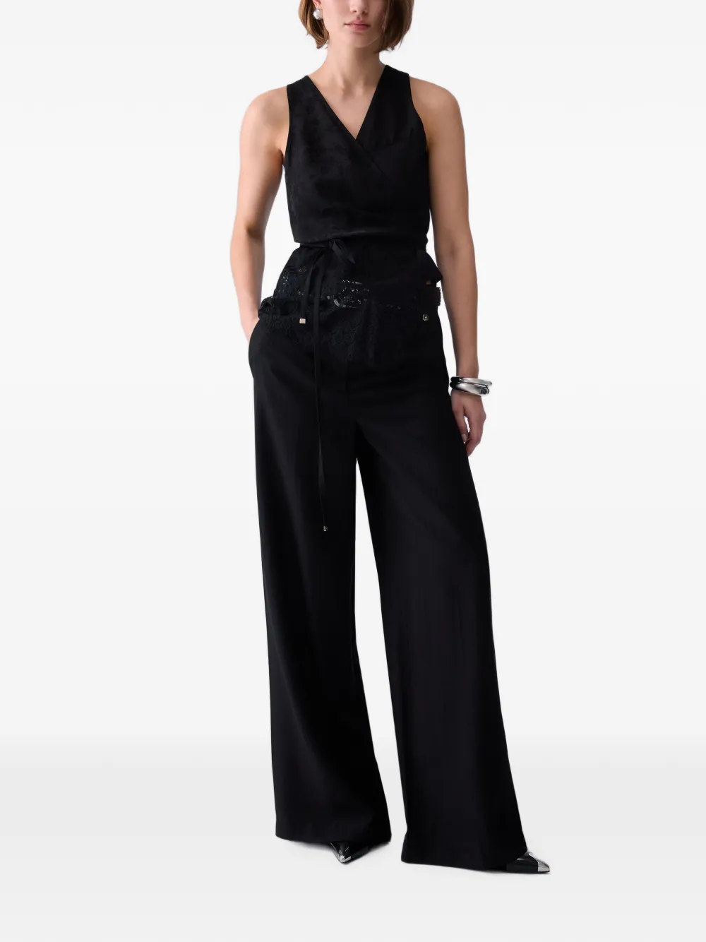 LIU JO Top met kant en jacquard Zwart