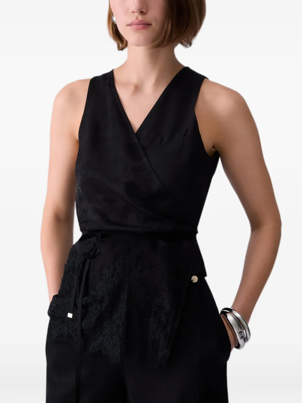 LIU JO Top met kant en jacquard Zwart