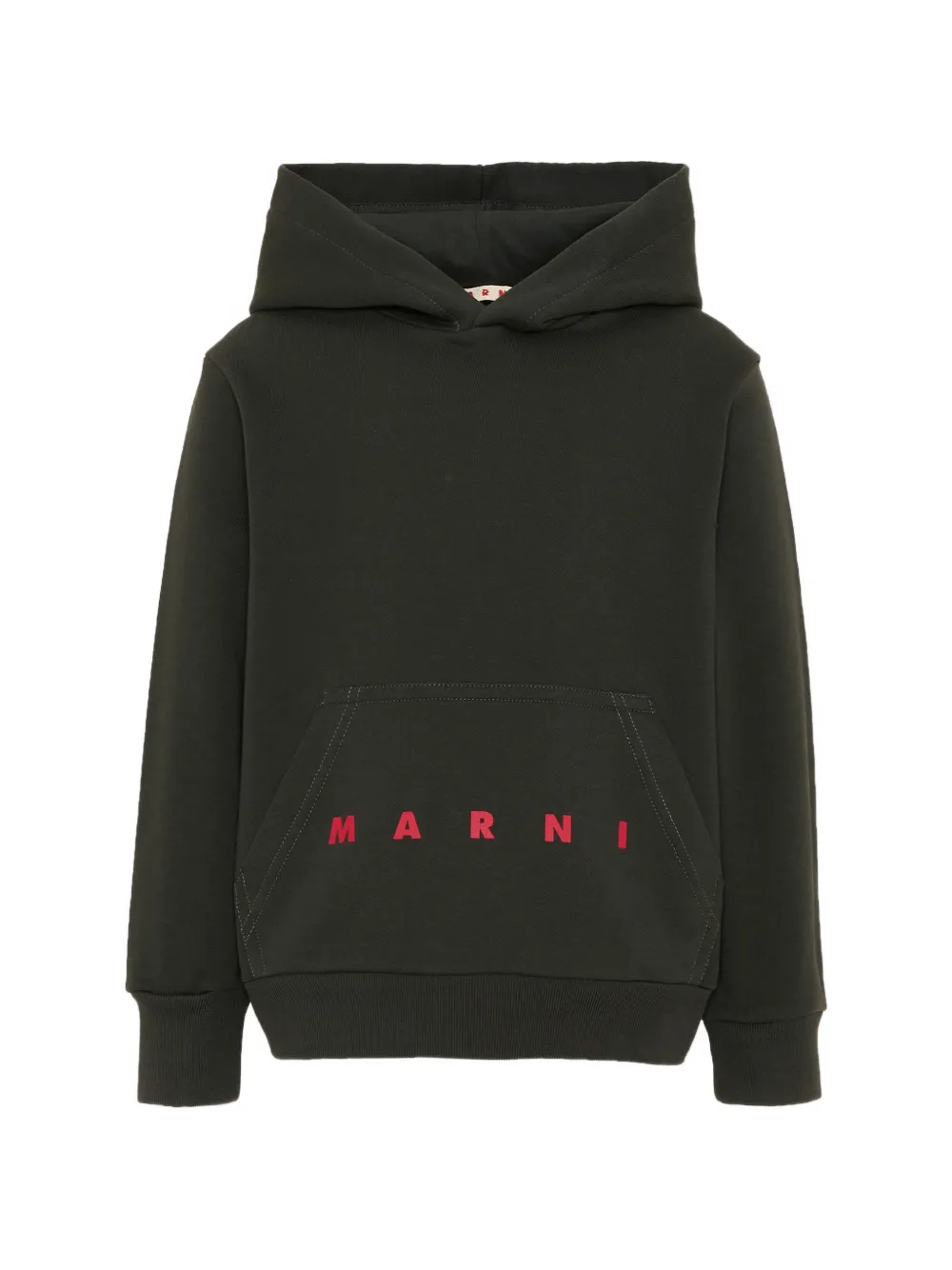 Marni Kids logo-print cotton hoodie - Grün