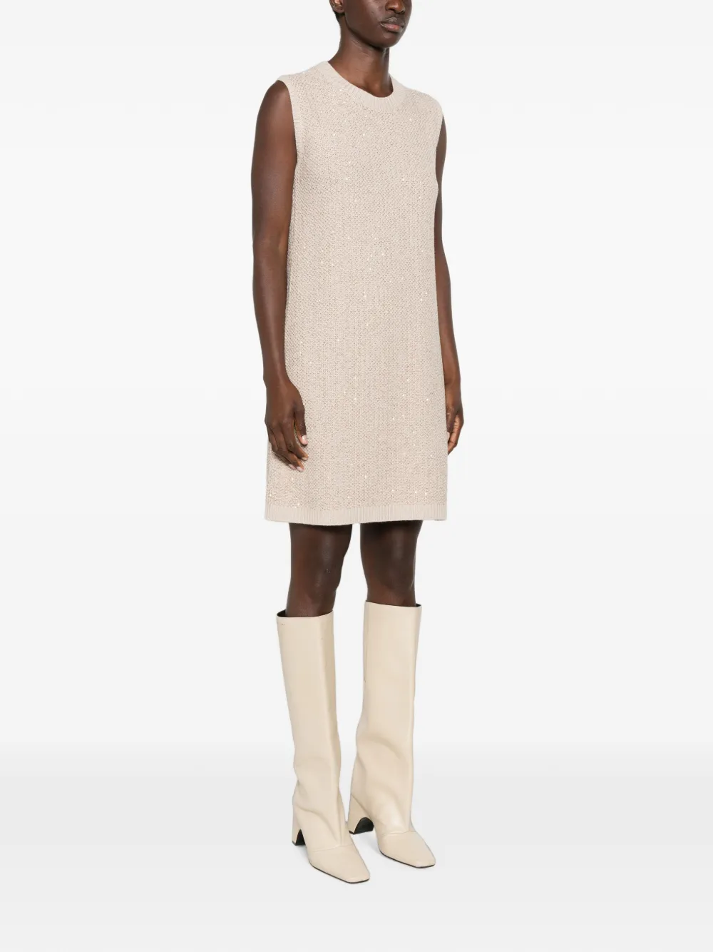fabiana filippi sequin embellished knitted dress Fabiana Filippi Sequin Dress in Natural