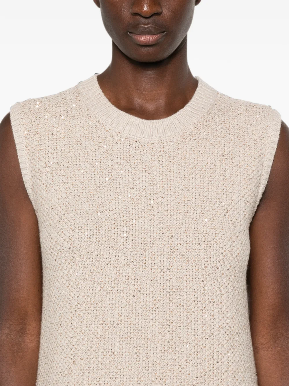 Fabiana Filippi Gebreide jurk verfraaid met pailletten Beige