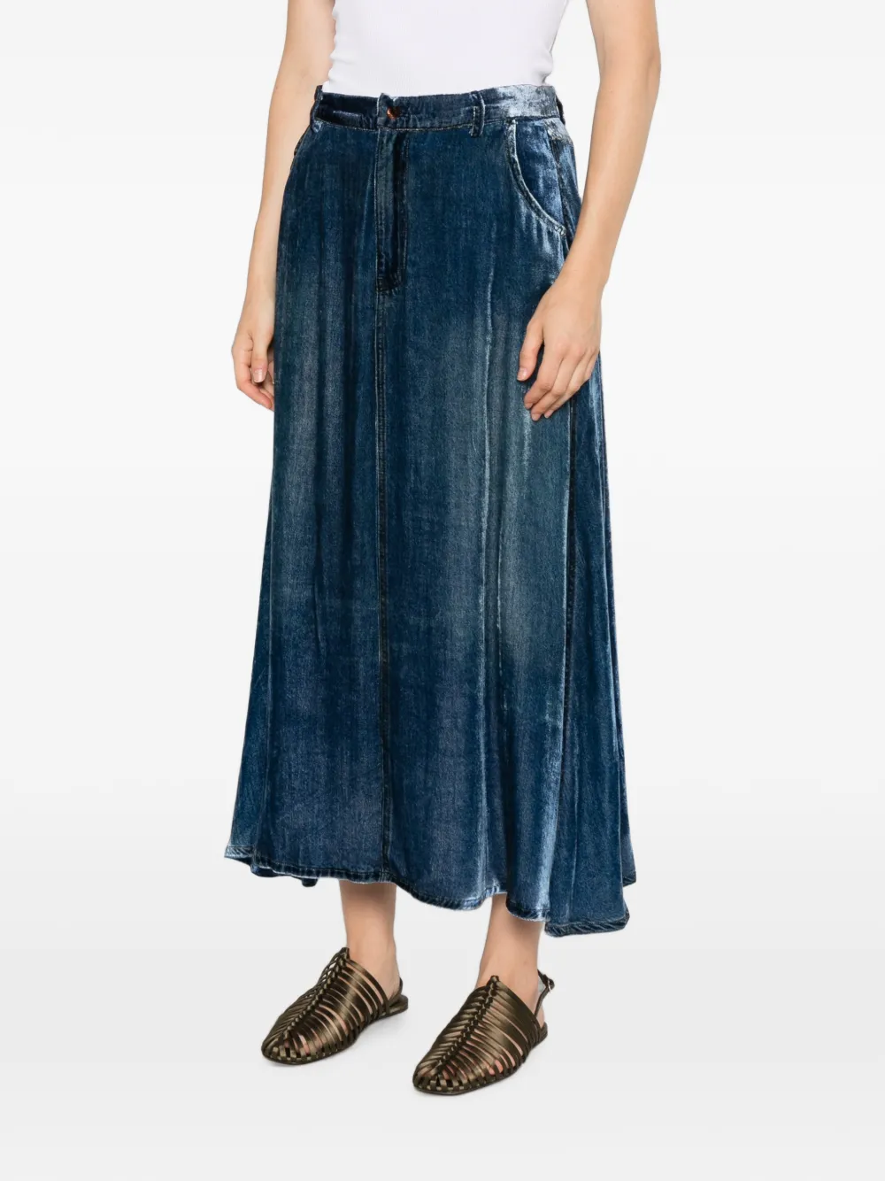 Pierre-Louis Mascia Kandox midi-rok met fluwelen effect en vlakken Blauw