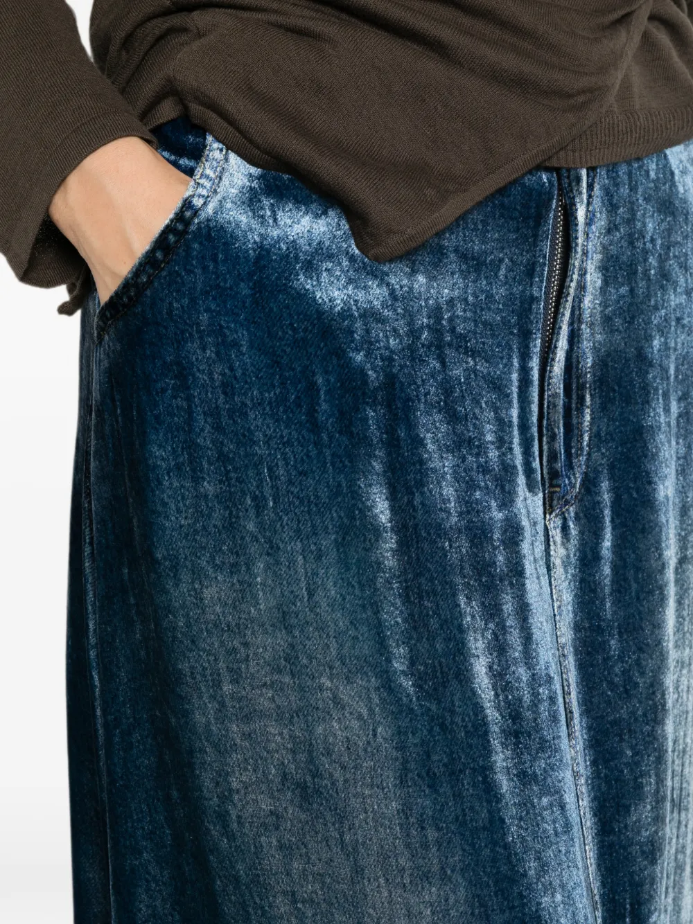 Pierre-Louis Mascia Kandox midi-rok met fluwelen effect en vlakken Blauw