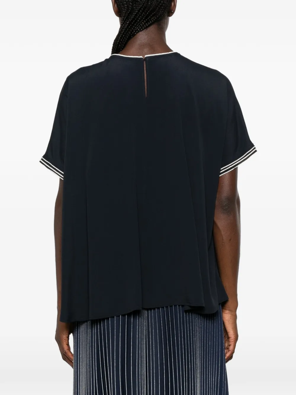 Fabiana Filippi striped-trim short-sleeve blouse - Blau