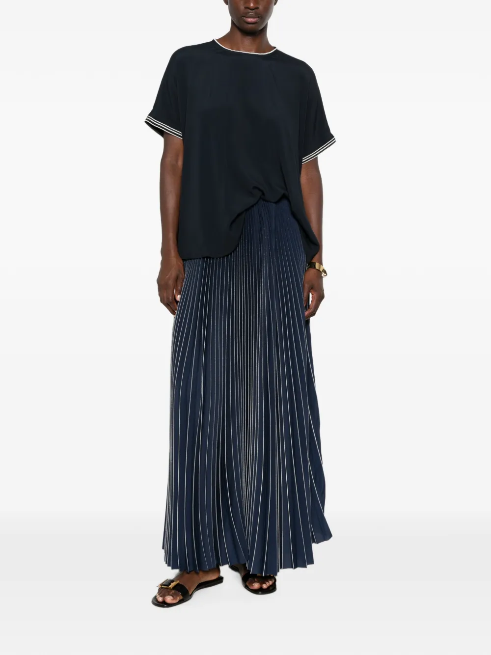 Fabiana Filippi Gestreepte blouse met korte mouwen Blauw
