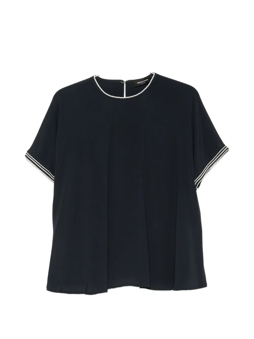 Fabiana Filippi striped-trim short-sleeve blouse - Blu