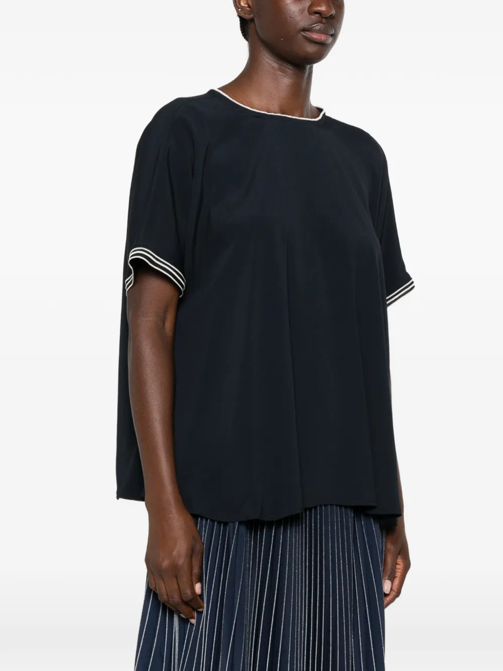 Fabiana Filippi Gestreepte blouse met korte mouwen Blauw