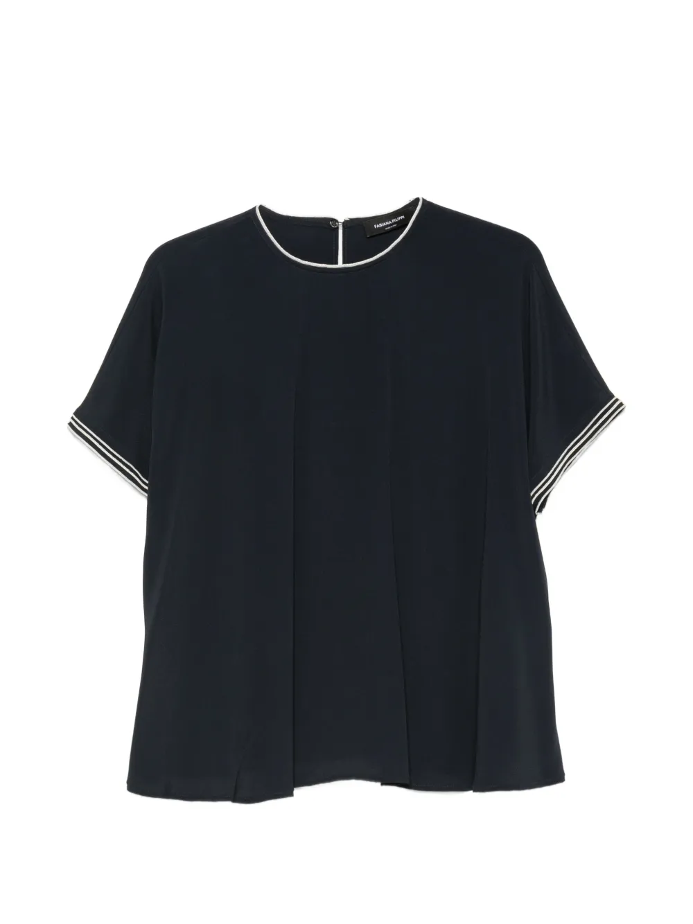 Fabiana Filippi striped-trim short-sleeve blouse - Blue
