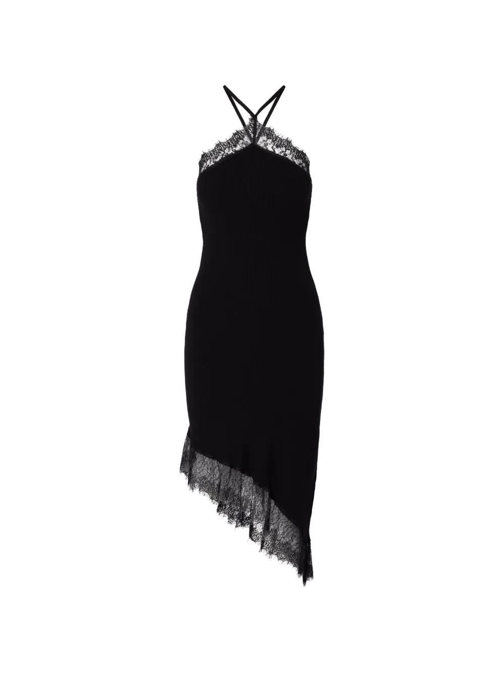 LIU JO knit midi dress with lace - Black