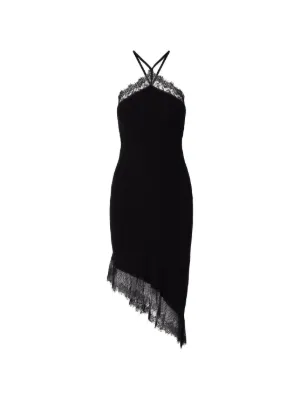 Elisabetta Franchi Lace Asymmetric Mini Dress | Black | FARFETCH