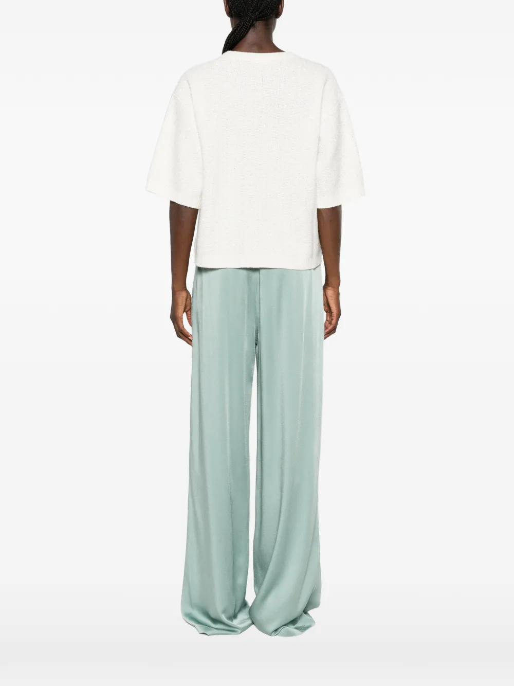 Fabiana Filippi Wollen T-shirt verfraaid met pailletten Beige