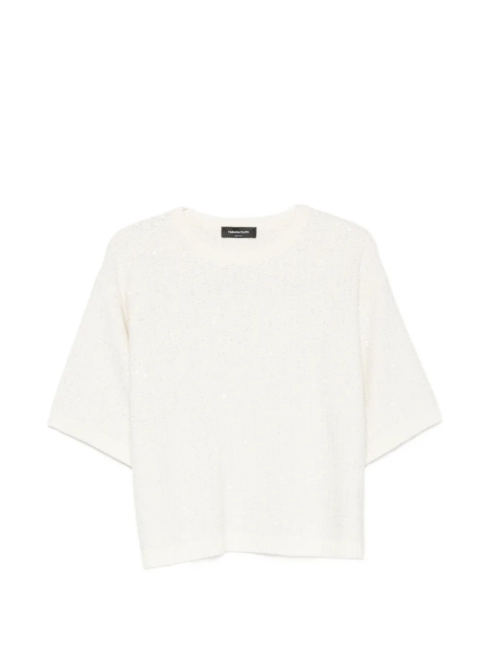 Fabiana Filippi sequin-embellished short-sleeve wool T-shirt - Toni neutri