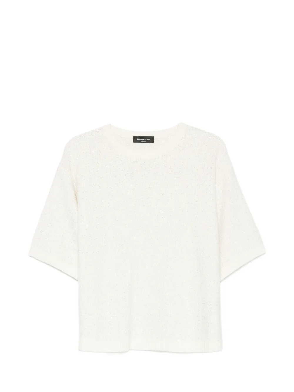 Fabiana Filippi sequin-embellished short-sleeve wool T-shirt - Nude
