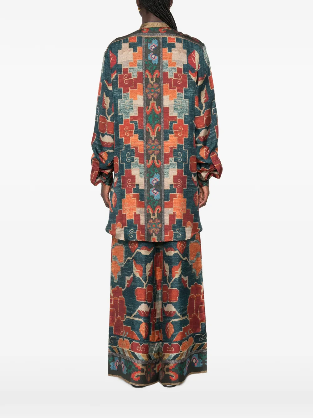 Pierre-Louis Mascia Overhemd met geometrische print en bandkraag Blauw