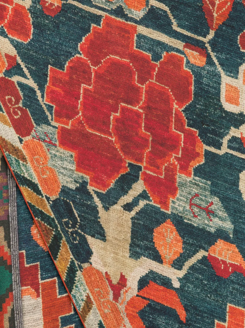 Pierre-Louis Mascia Sjaal met geometrische afwerking en bloemenprint Rood