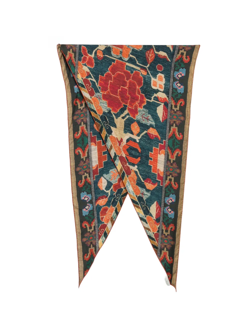 Pierre-Louis Mascia floral-print geometric-border scarf - Rosso
