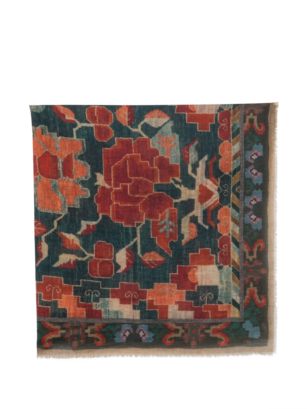 Pierre-Louis Mascia floral-print frayed scarf - Blu
