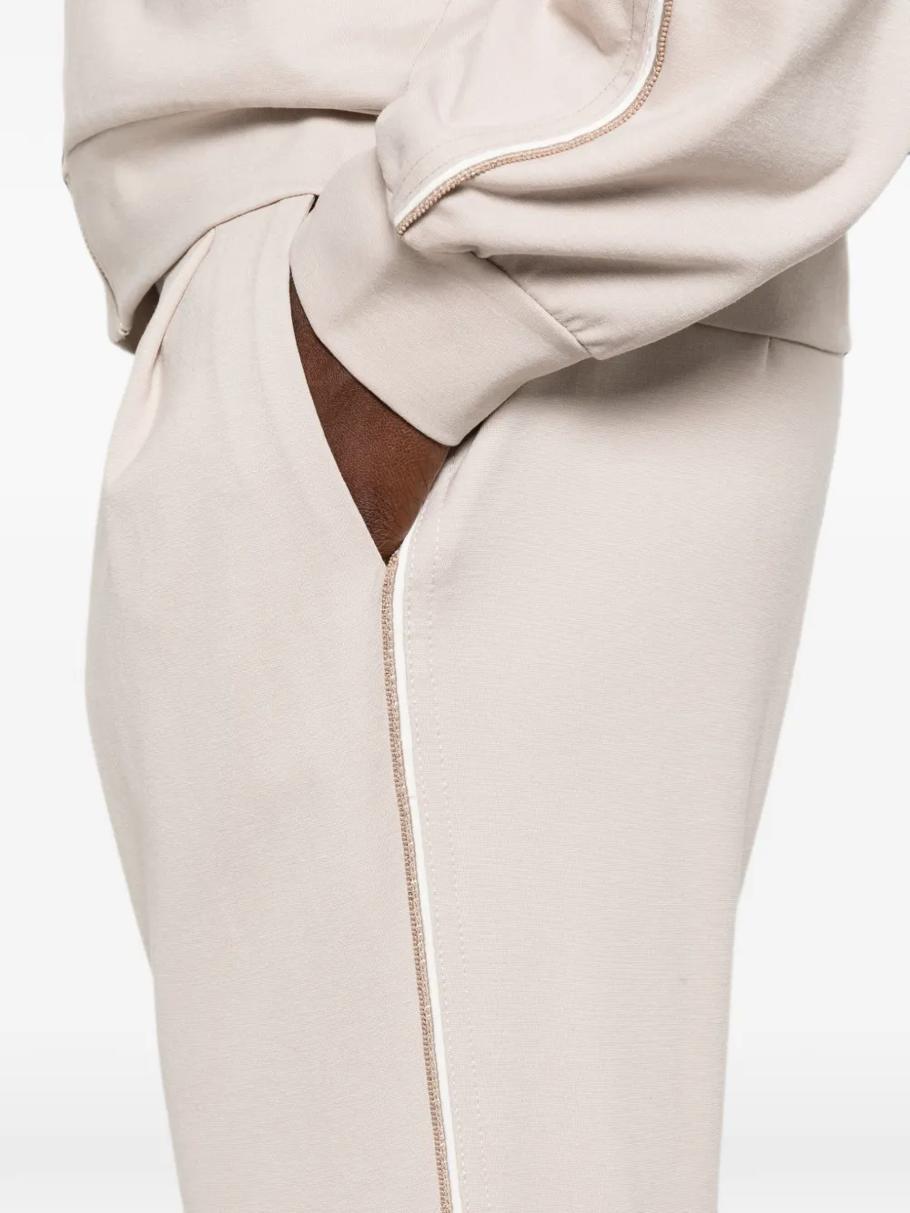 Fabiana Filippi Trainingsbroek met zijstreep en trekkoord Beige
