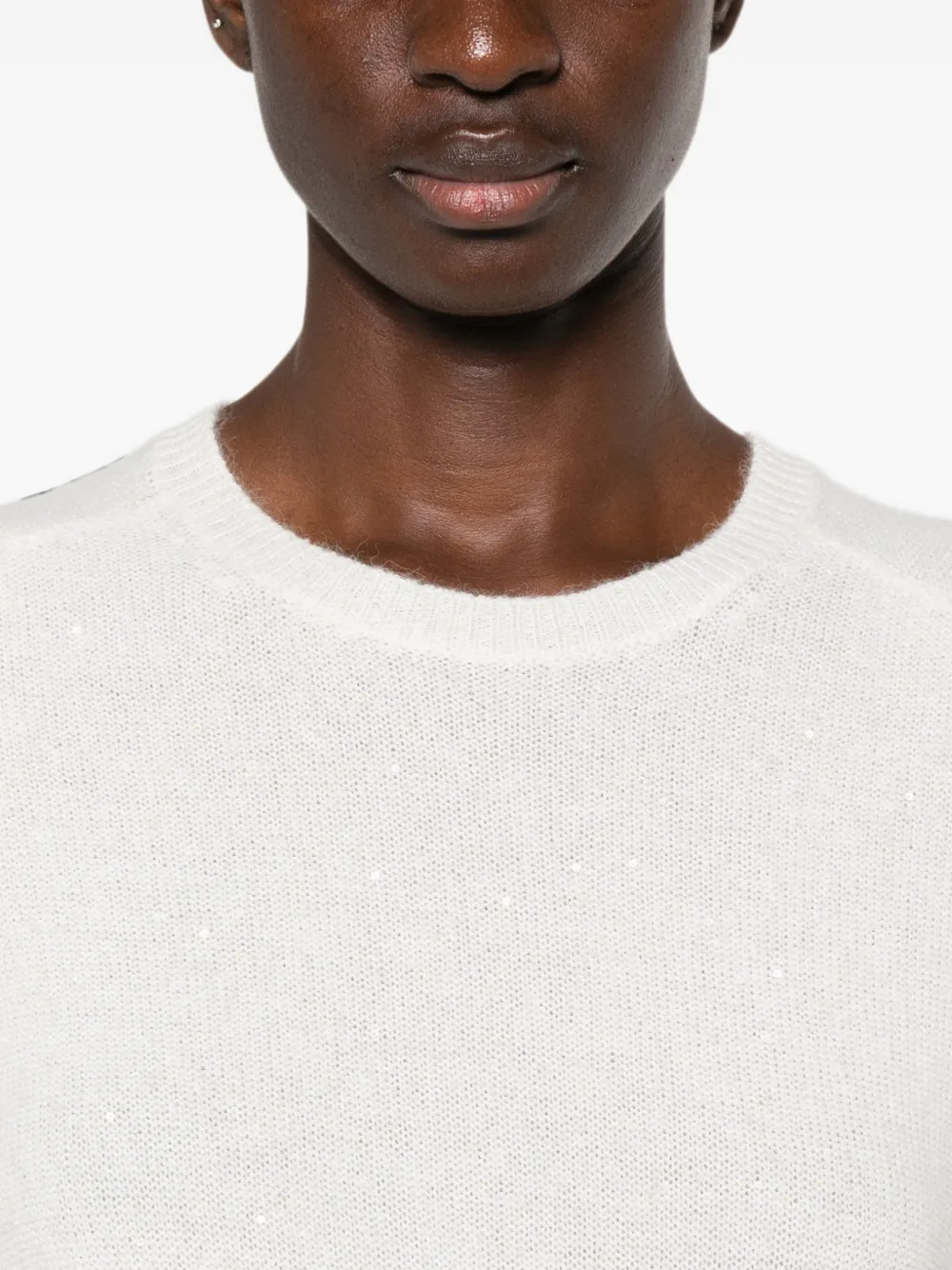 Fabiana Filippi Wollen sweater verfraaid met pailletten en raglan mouwen Beige