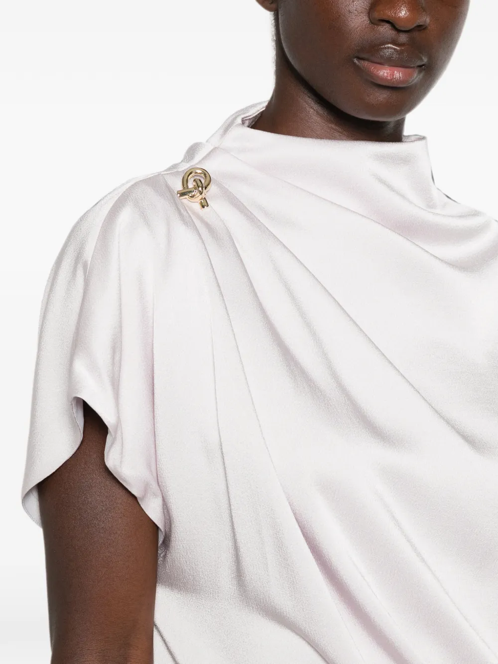 Fabiana Filippi Top verfraaid met knoop en gedrapeerd detail Beige