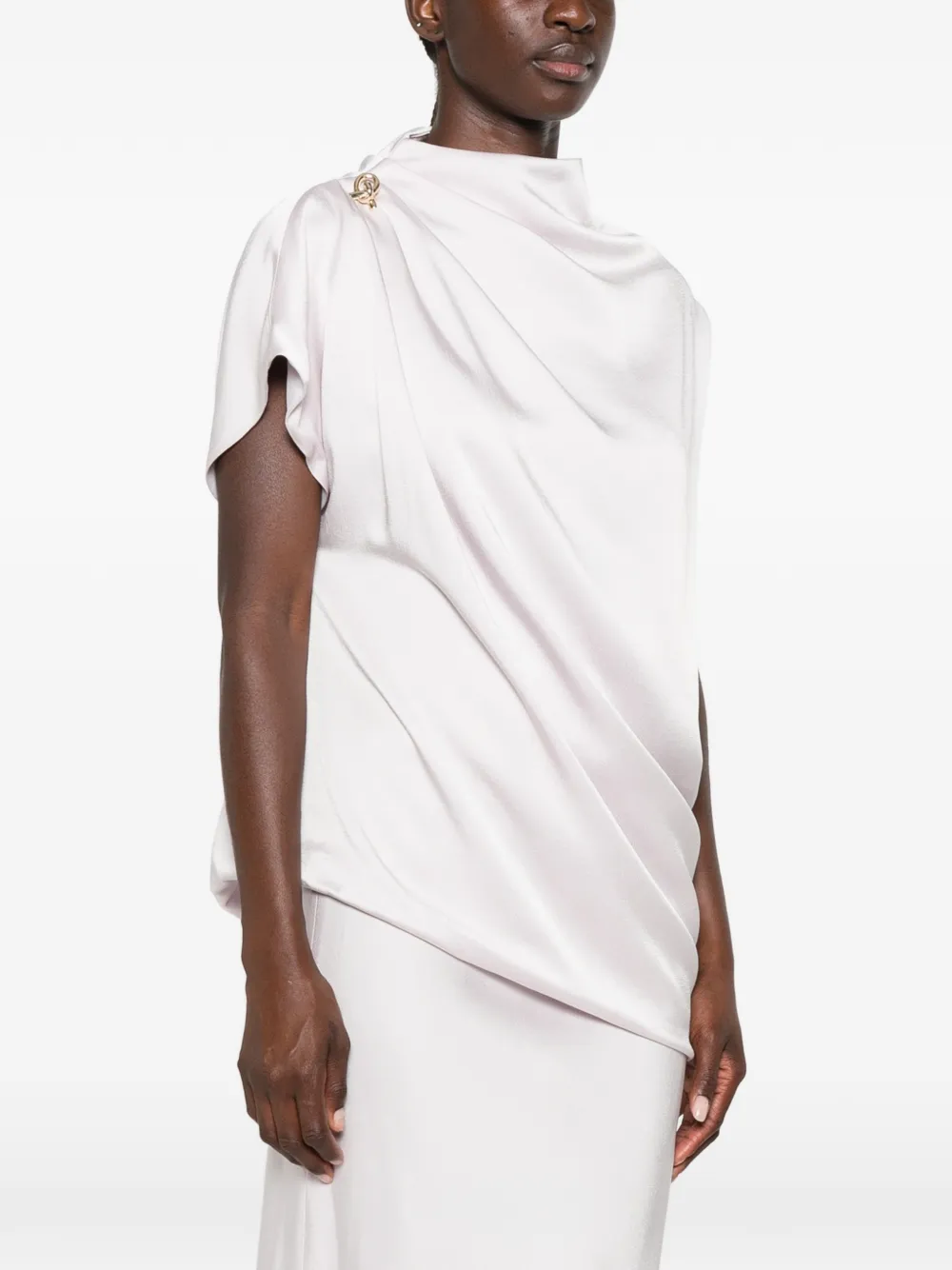 Fabiana Filippi Top verfraaid met knoop en gedrapeerd detail Beige