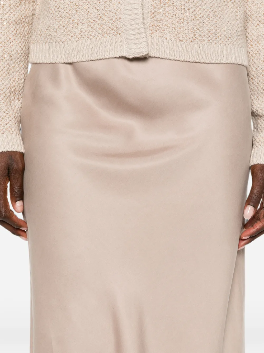 Fabiana Filippi Maxi-rok met satijnen afwerking Beige