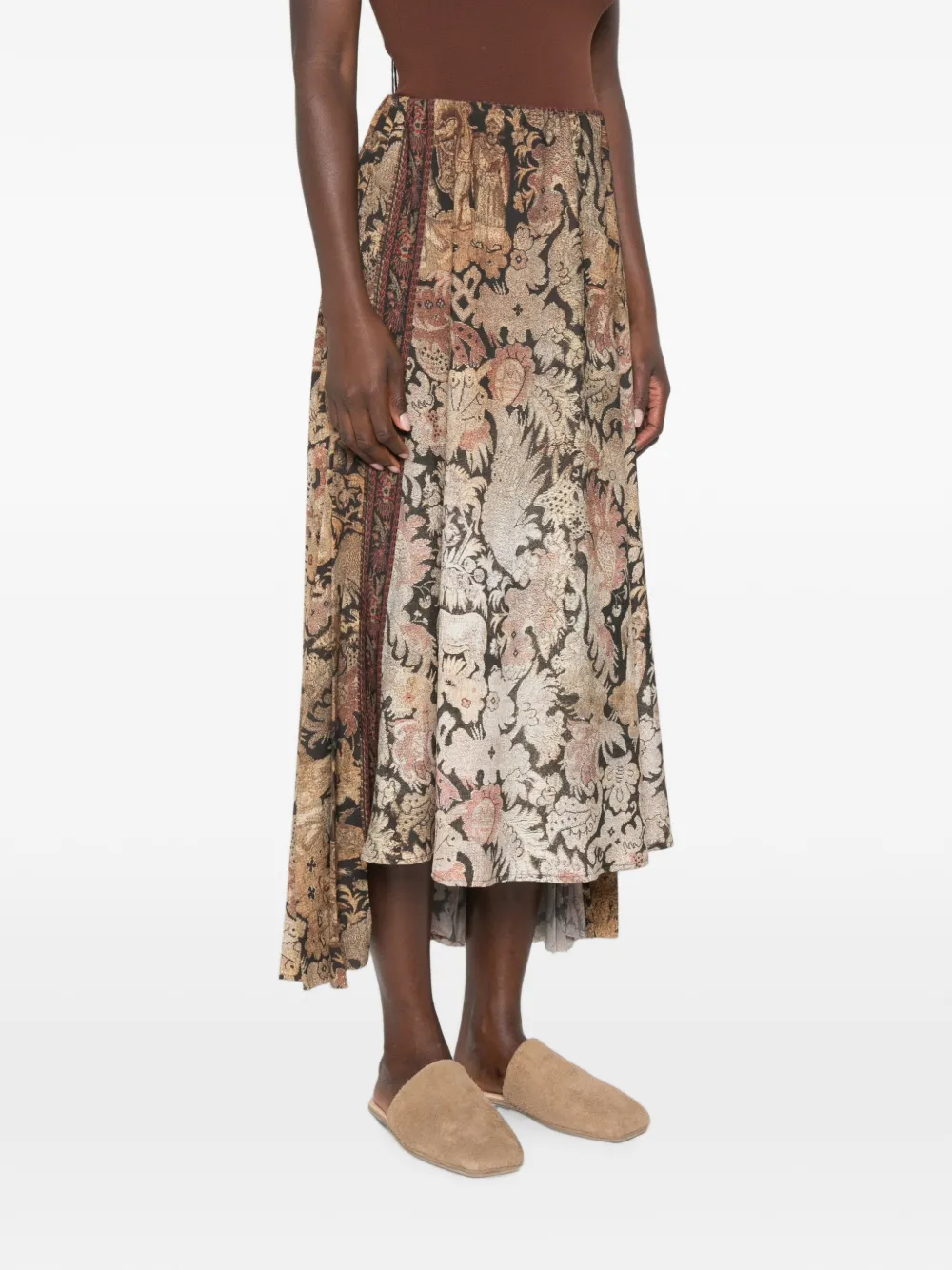 Pierre-Louis Mascia Maxi-plooirok met bloemenprint Beige